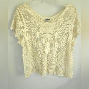 Express Ivory Floral Lace Blouse